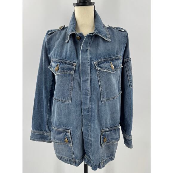 Current Elliott Denim Updated Slant Pocket Utility Military Jean Jacket Medium - Picture 1 of 11